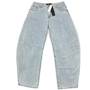 Lioness Horseshoe Jeans Size Large Light Wash Balloon Barrel Wide Leg Denim NEW